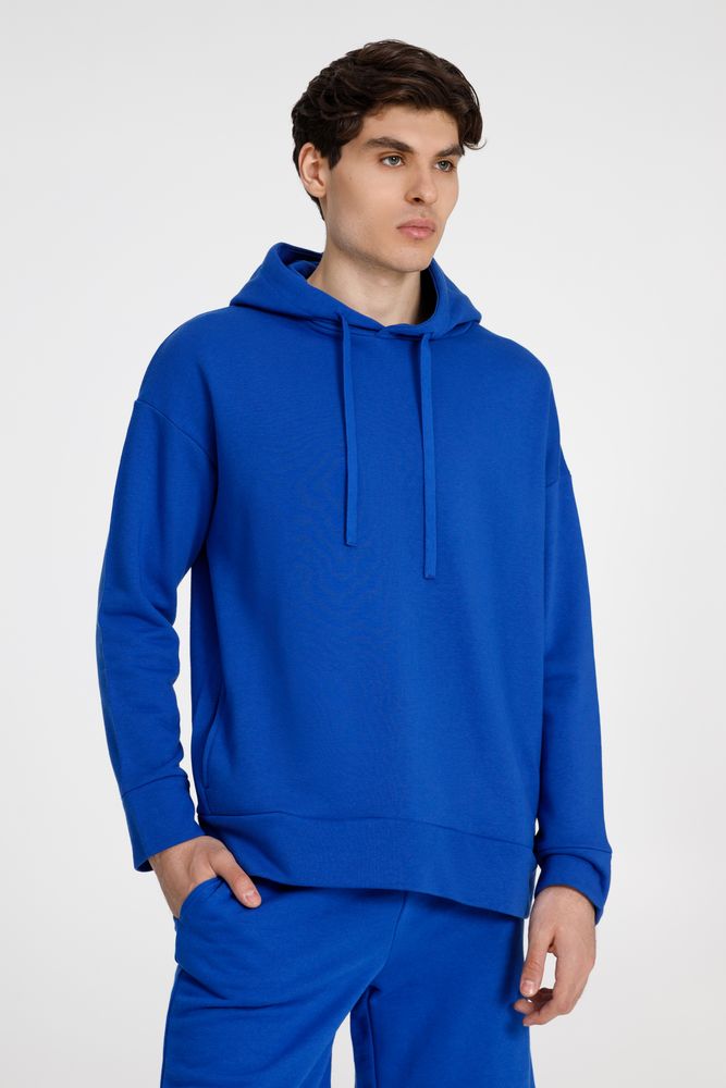 Худи унисекс H2, синее с логотипом