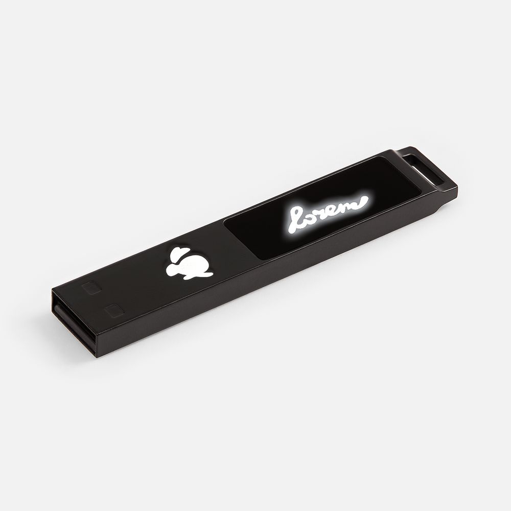 Флешка markBright Black с белой подсветкой, 32 Гб с логотипом