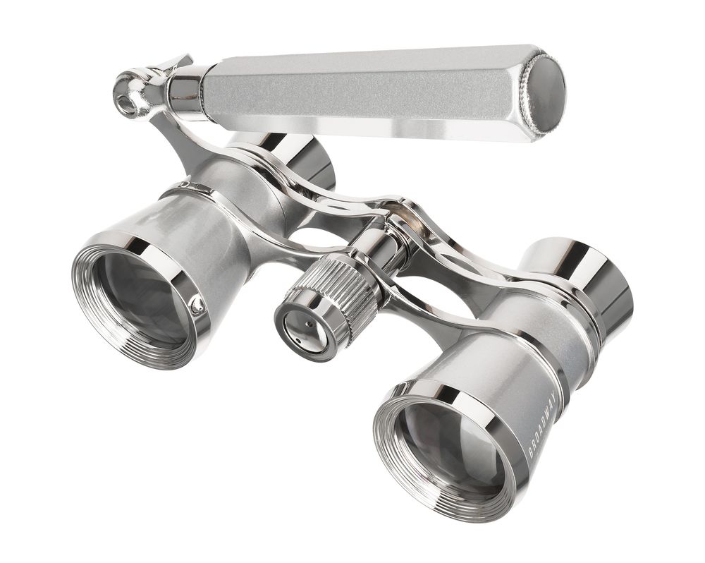 Театральный бинокль-лорнет Broadway 325E, серебристый с логотипом