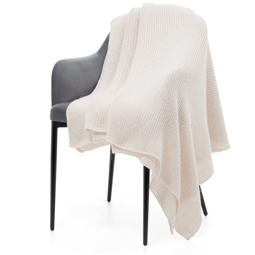 Плед Knitly, белый с логотипом