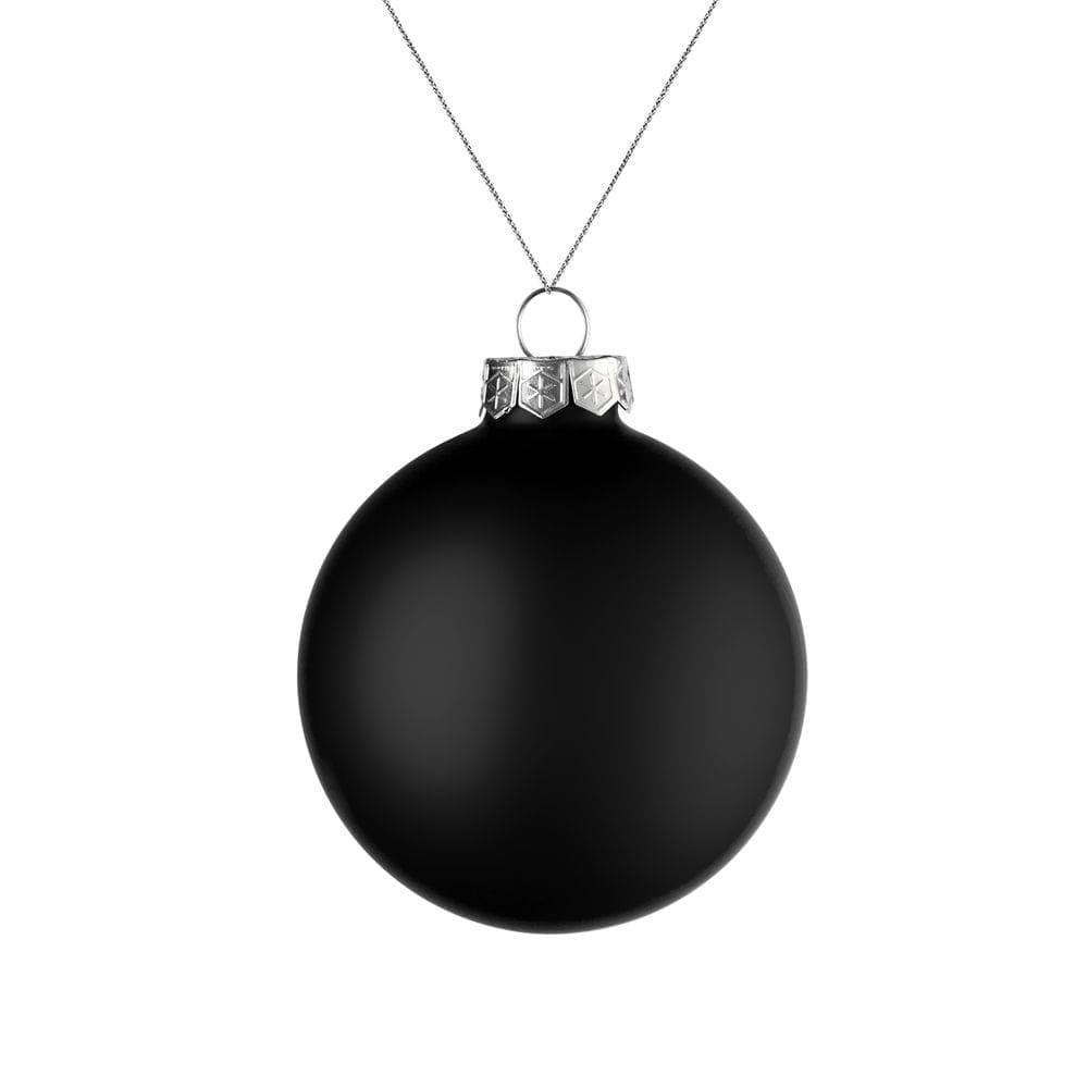 Елочный шар Finery Matt, 8 см, матовый черный с логотипом