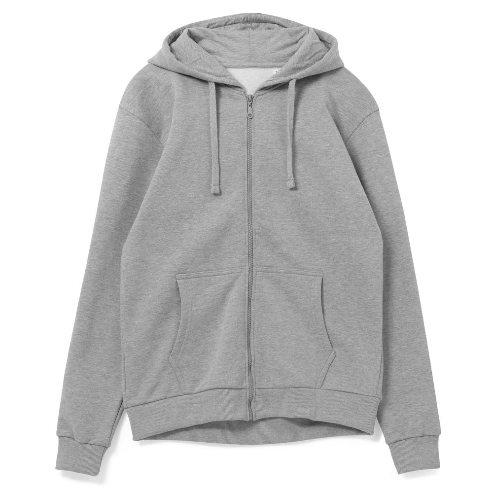 Толстовка на молнии с капюшоном Siverga 2.0, серый меланж с логотипом