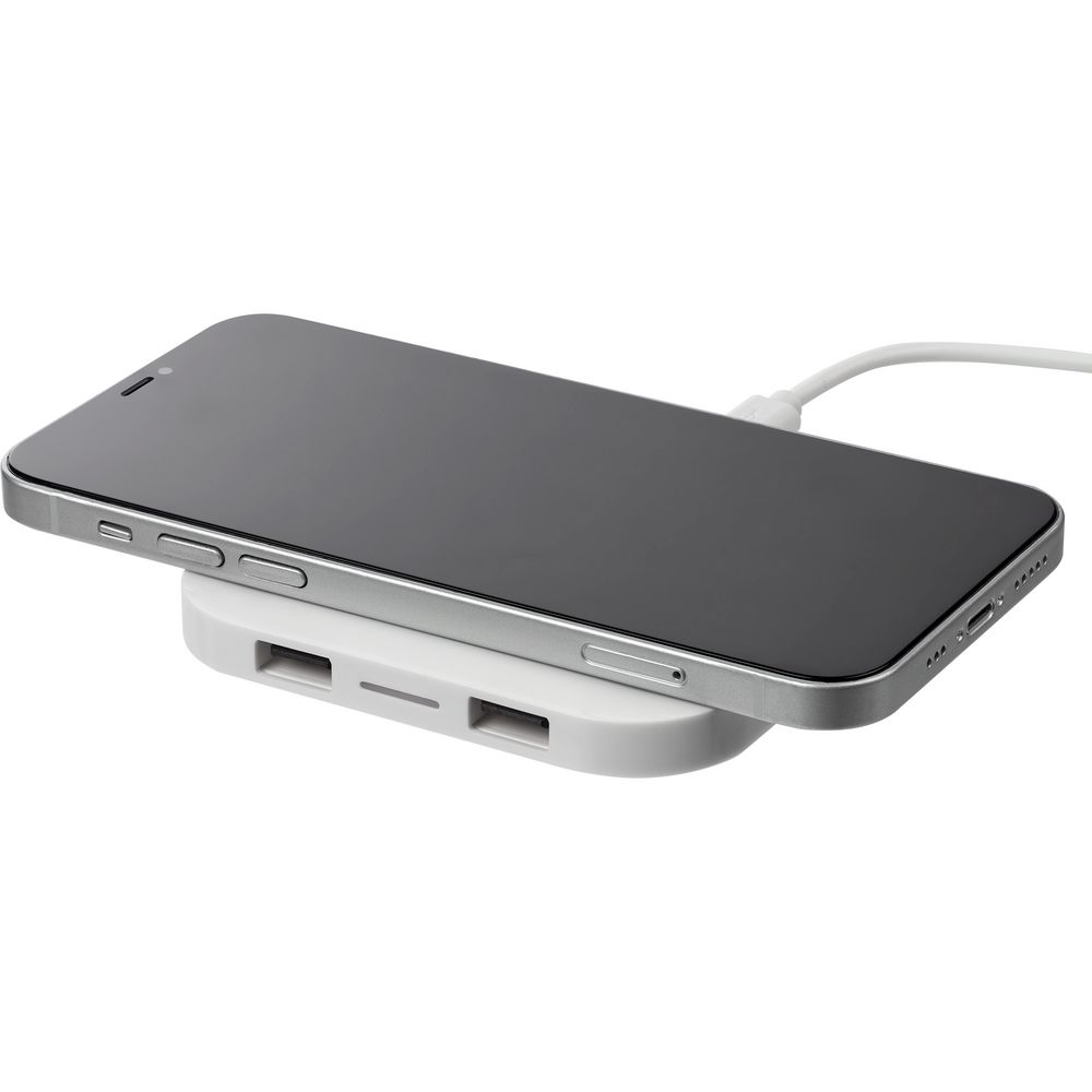 Беспроводное зарядное устройство Interra Plus, белое с логотипом