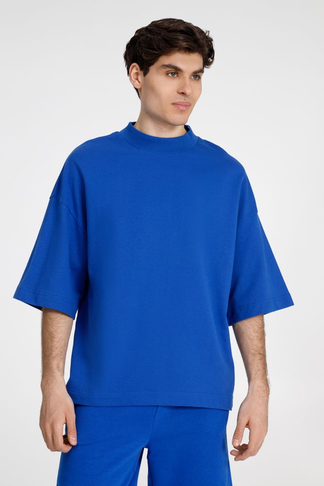 Футболка оверсайз унисекс T9, синяя с логотипом