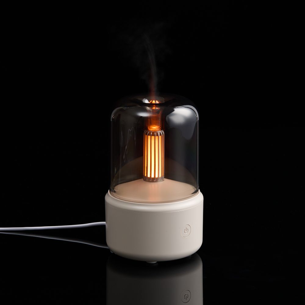 Увлажнитель-ароматизатор с подсветкой mistFlicker, молочно-белый с логотипом