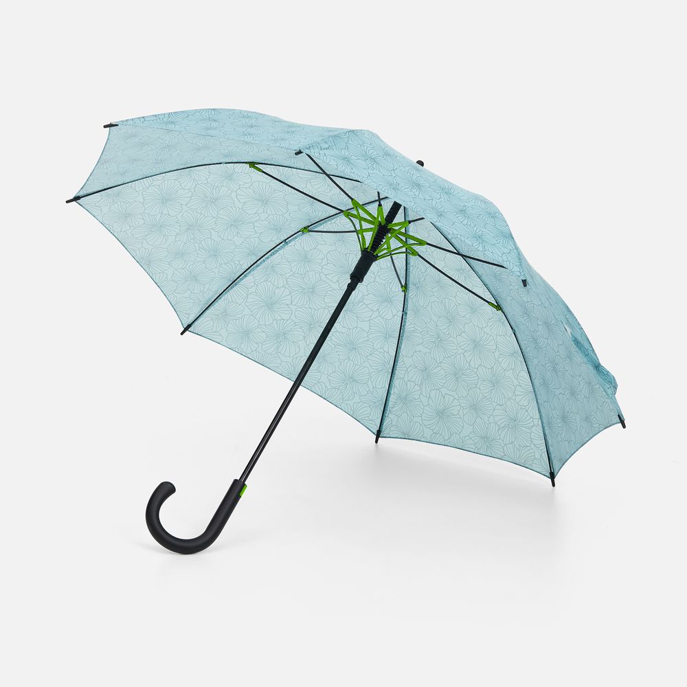 Зонт-трость Undercolor с полной запечаткой на заказ, с зелеными спицами с логотипом