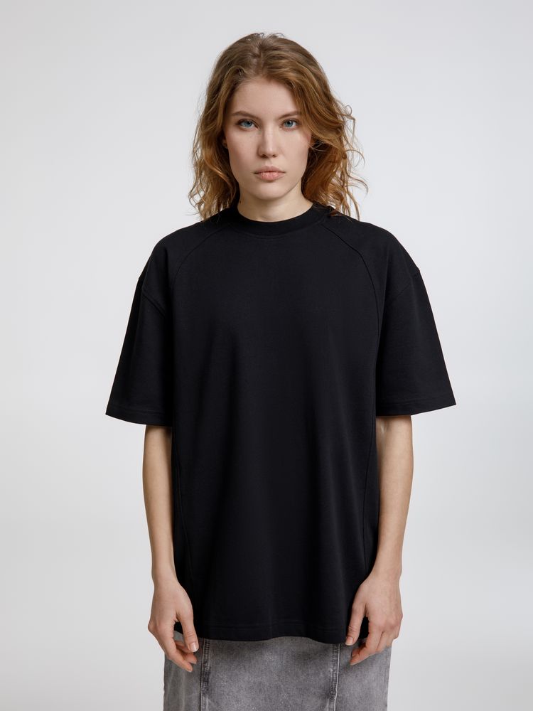 Футболка оверсайз унисекс Sideline, черная с логотипом