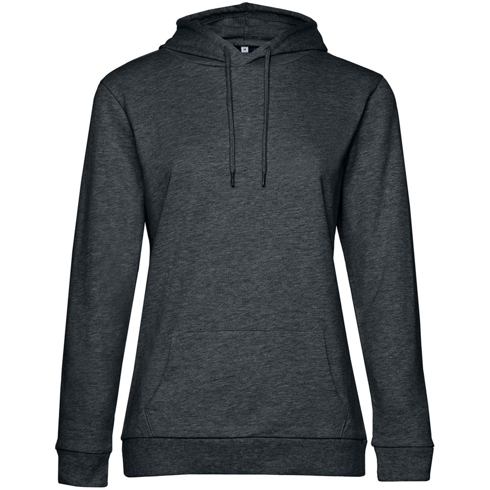 Толстовка с капюшоном женская Hoodie, серый меланж (антрацит) с логотипом