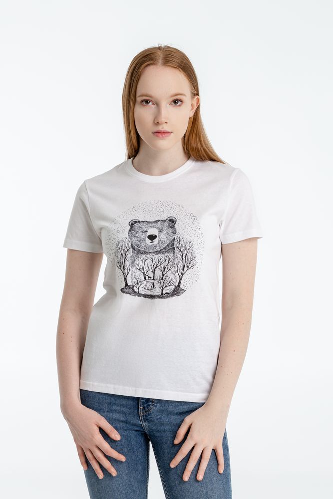Футболка женская Bear, белая с логотипом