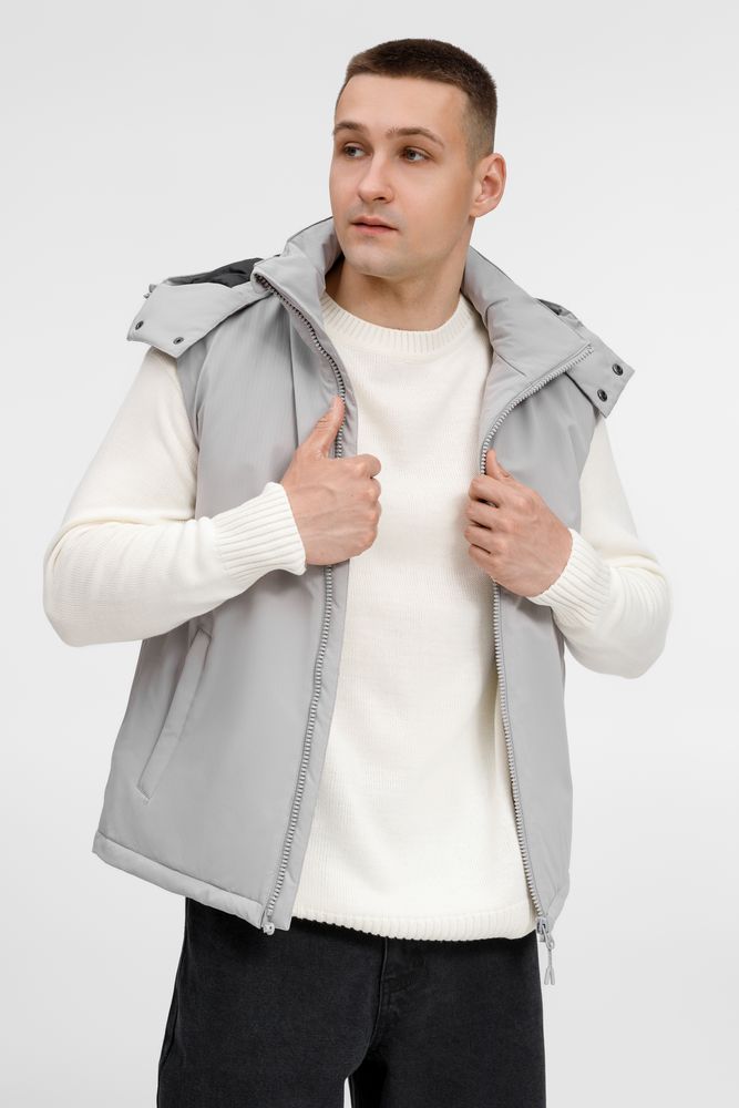 Жилет унисекс Sfera, светло-серый с логотипом