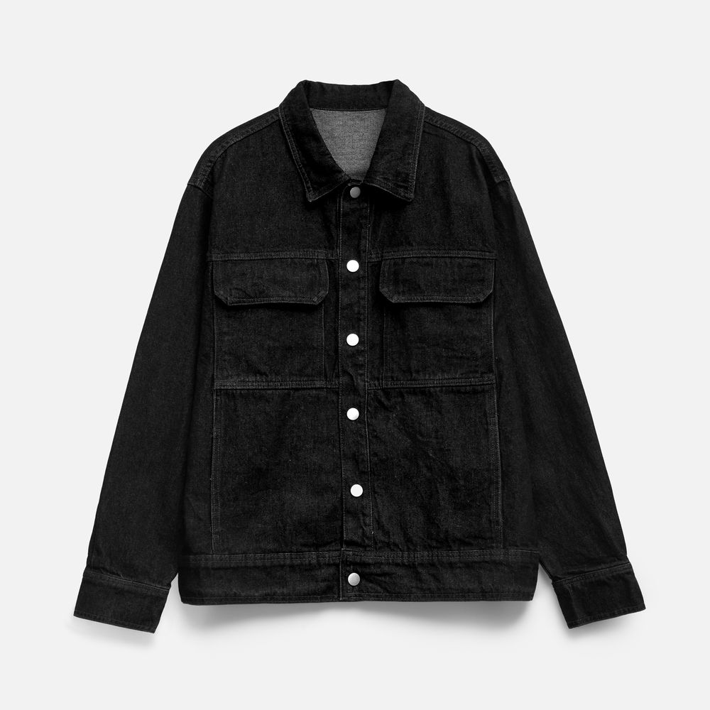 Куртка джинсовая O2, черная с логотипом