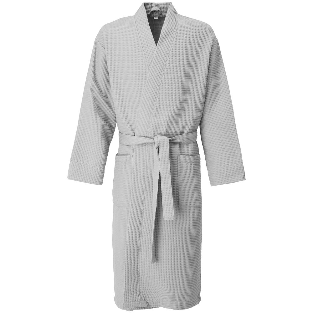 Халат вафельный Kimono, светло-серый с логотипом