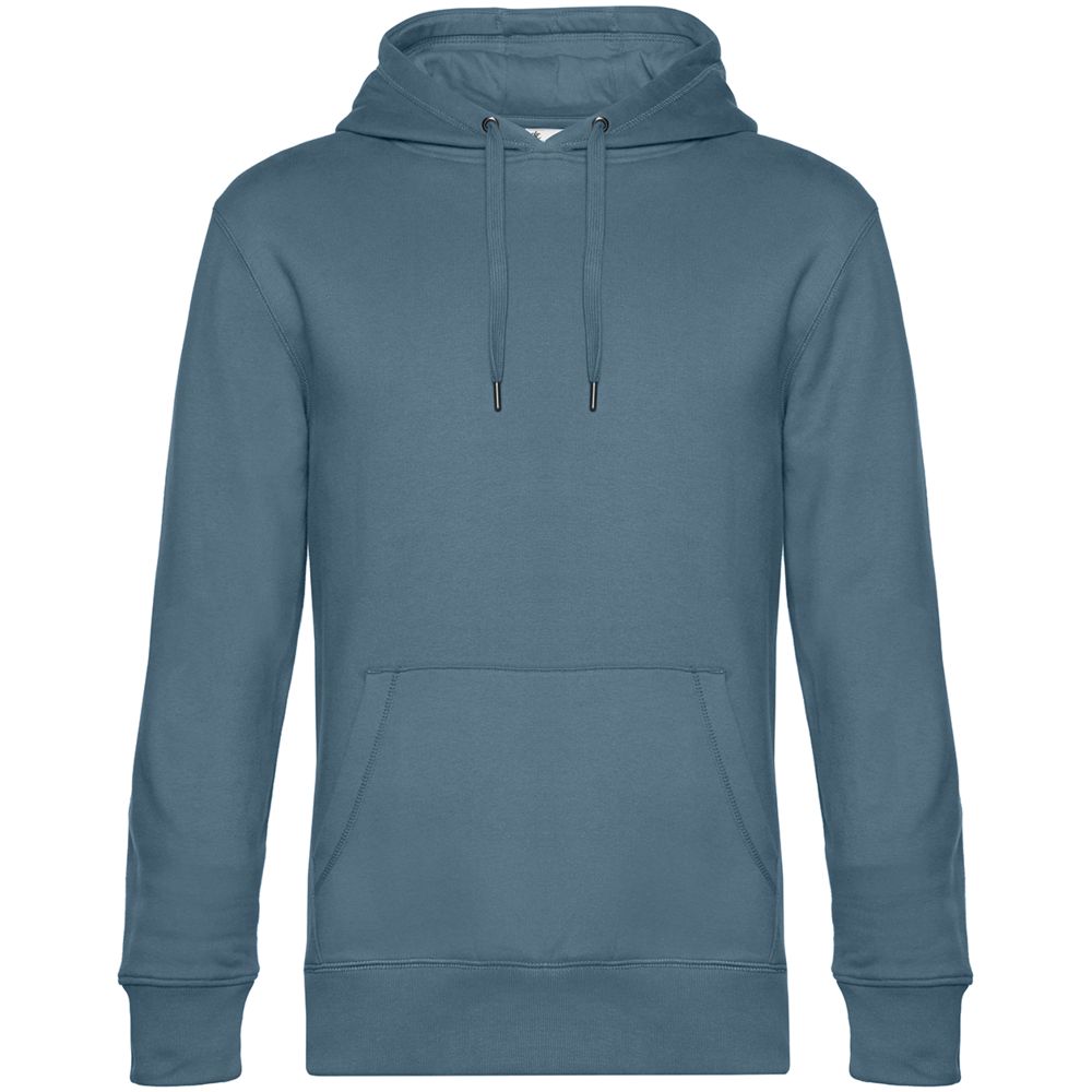 Толстовка с капюшоном унисекс King, серо-синяя с логотипом
