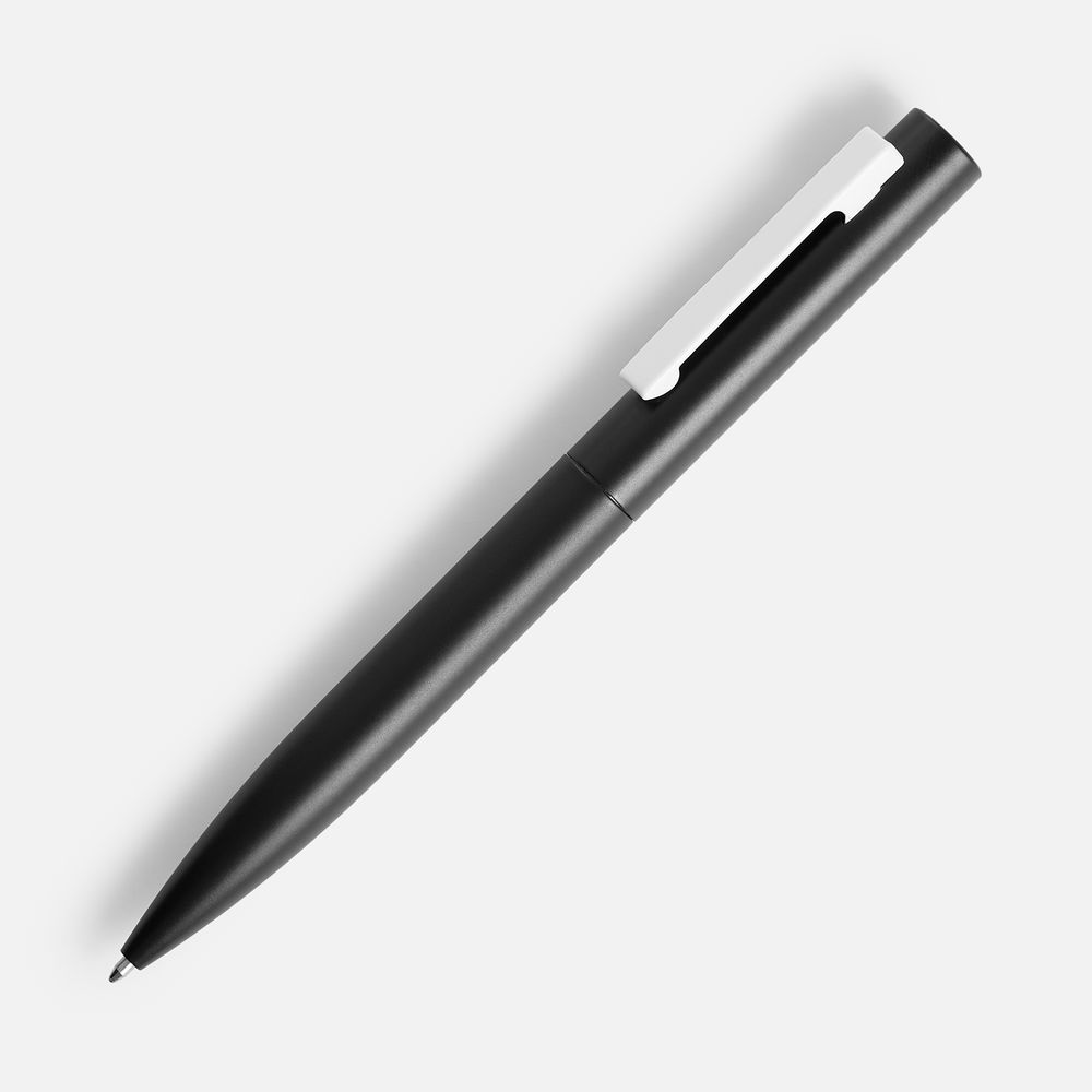 Ручка шариковая Inkolor, черная с белым с логотипом