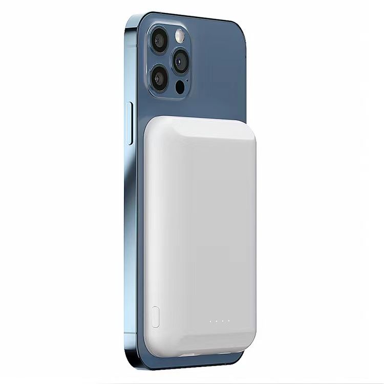 Магнитный беспроводной аккумулятор Magback 5000 мАч, белый с логотипом