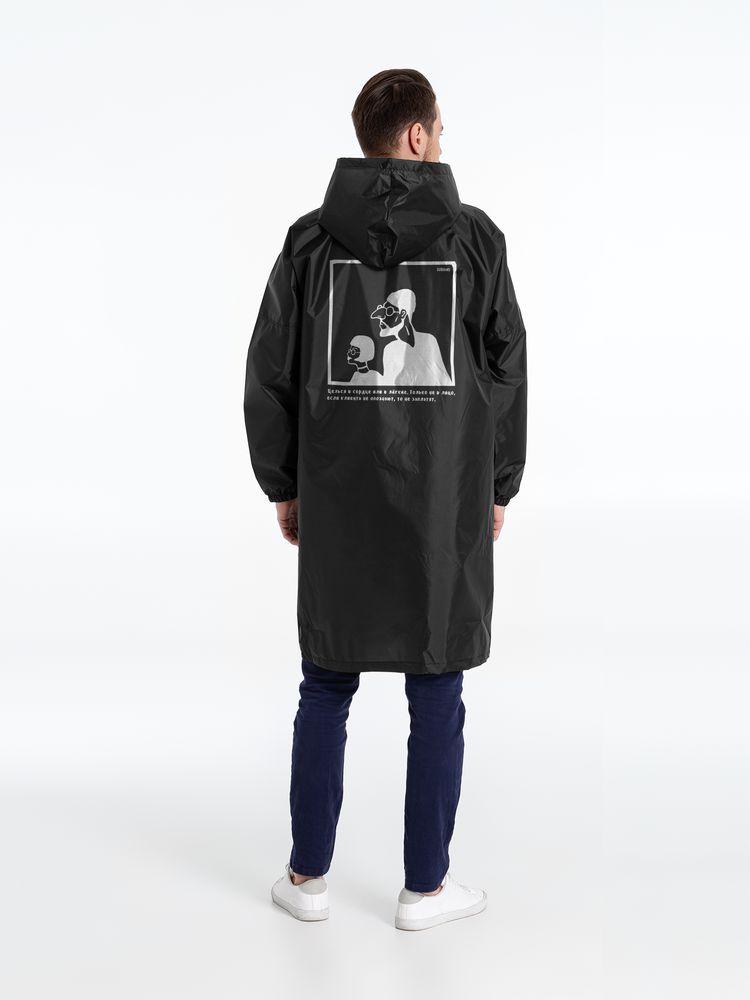 Дождевик «Леон», черный с логотипом
