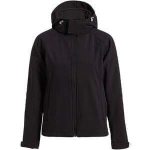 Куртка женская Hooded Softshell черная с логотипом