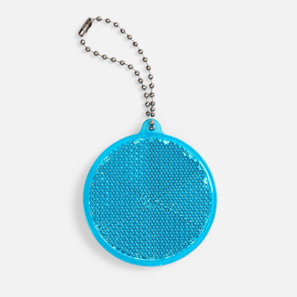 Пешеходный светоотражатель с цепочкой «Круг», синий с логотипом