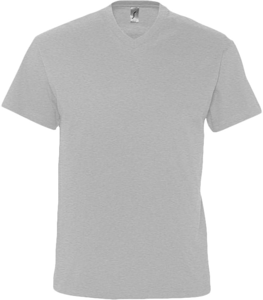 Футболка мужская с V-образным вырезом Victory 150, серый меланж с логотипом
