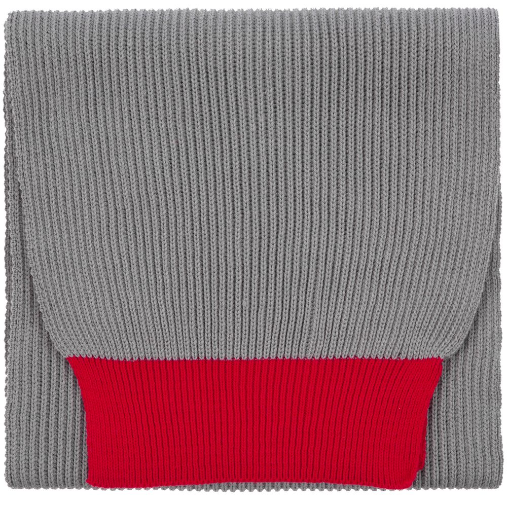 Шарф Snappy, светло-серый с красным с логотипом