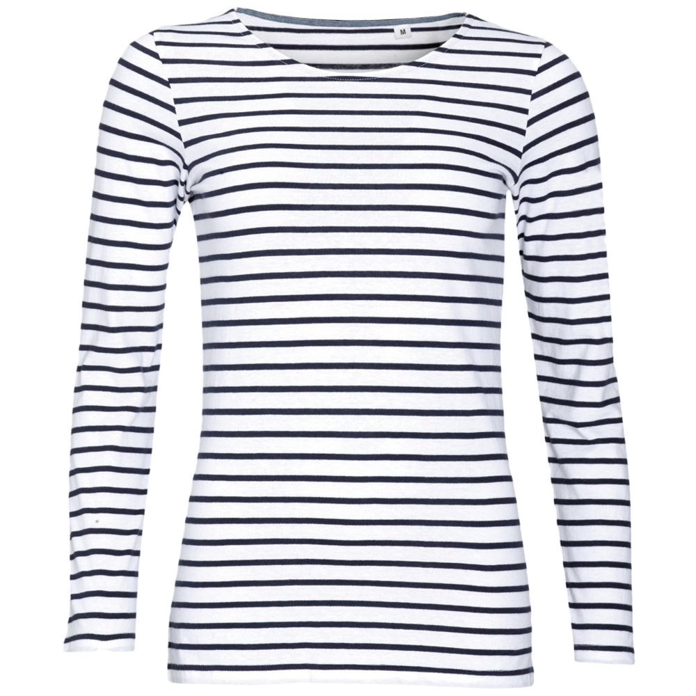 Футболка женская Marine Women, белая с темно-синим с логотипом