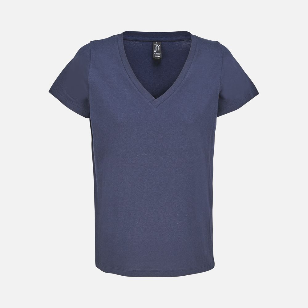 Футболка женская Regent Women с V-образным вырезом, кобальт (темно-синяя) с логотипом