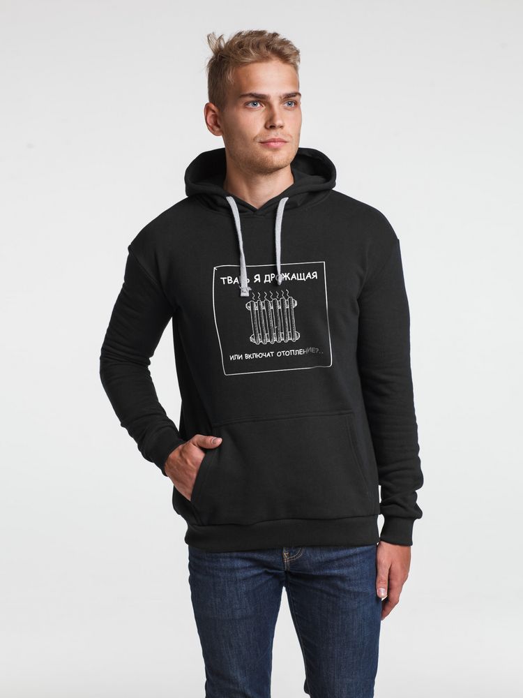 Толстовка «Тварь я дрожащая...», черная с логотипом