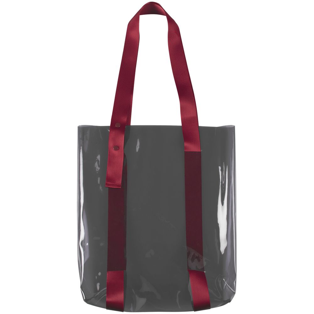 Шопер Clear Fest, прозрачный серый с красными ручками с логотипом