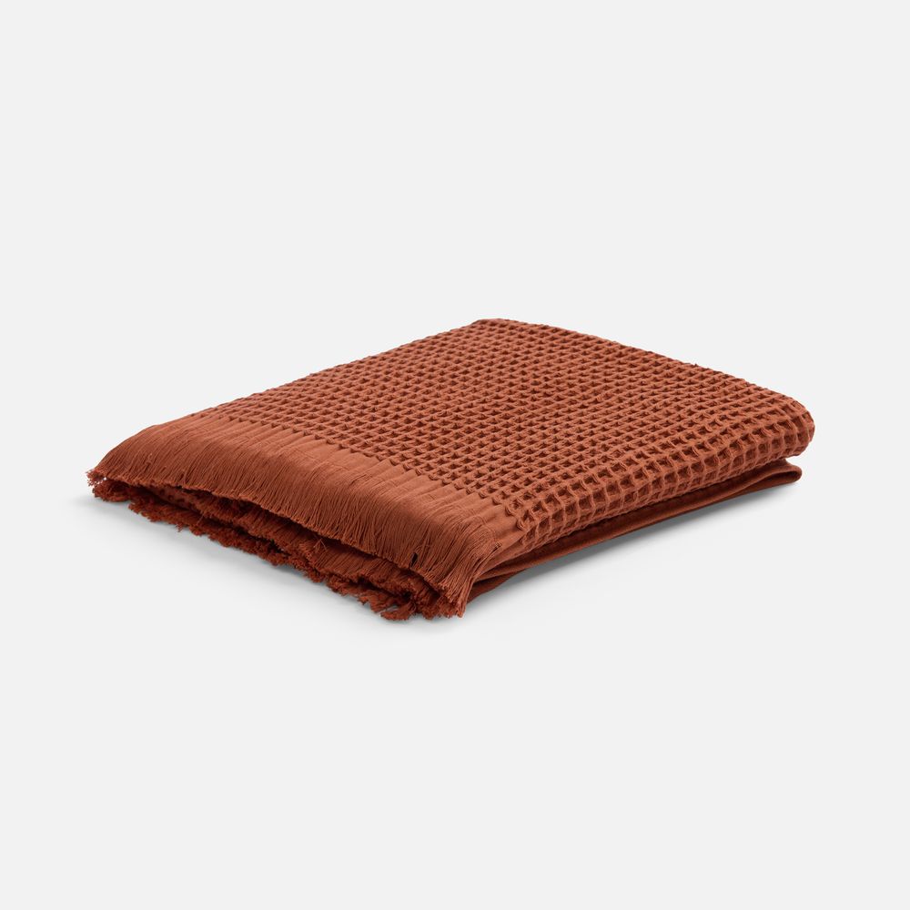 Плед вафельный Elenglect, оранжевый с логотипом