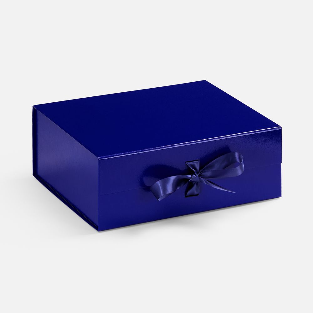 Коробка складная Rusetti, L, синяя с логотипом