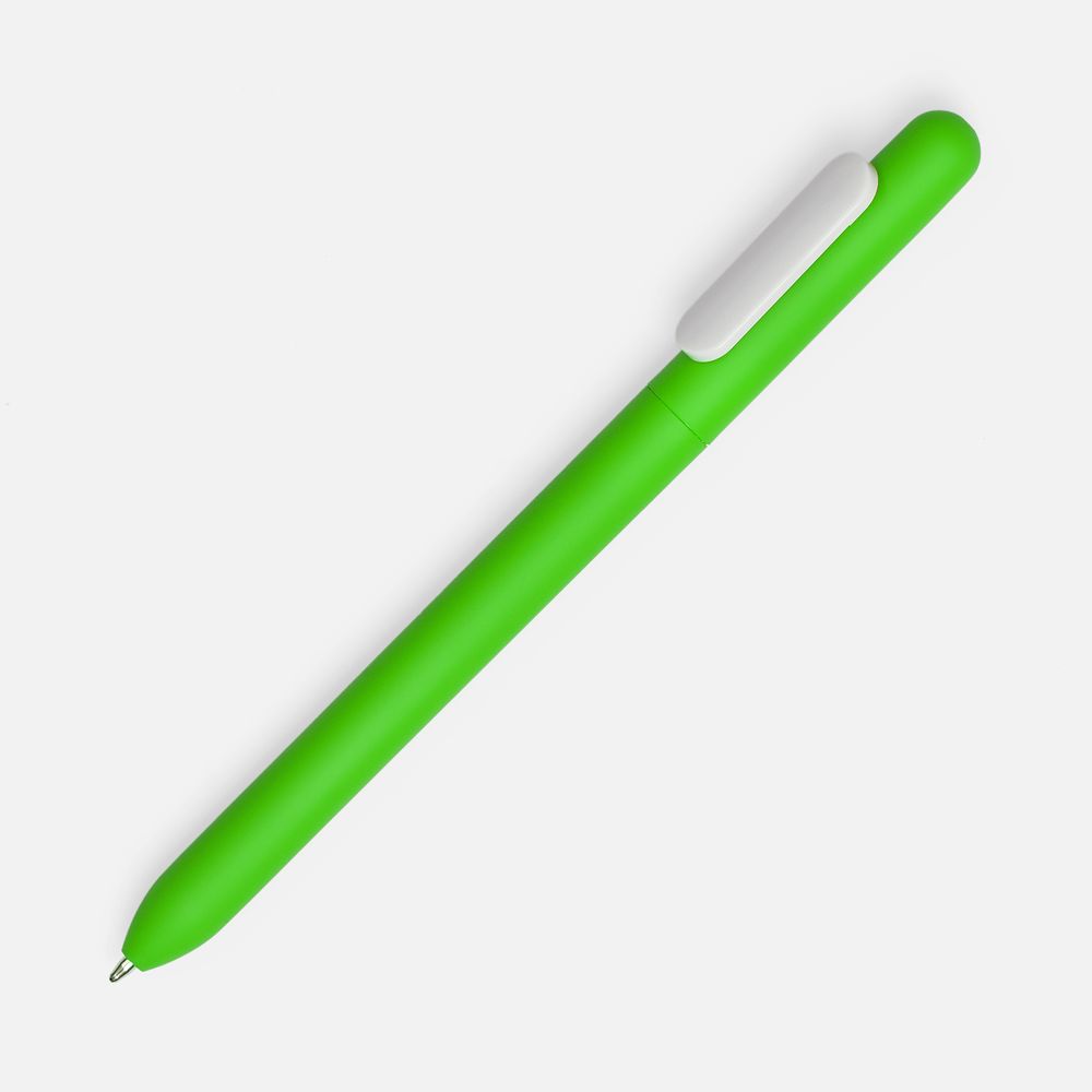 Ручка шариковая Swiper Soft Touch, зеленая с белым с логотипом