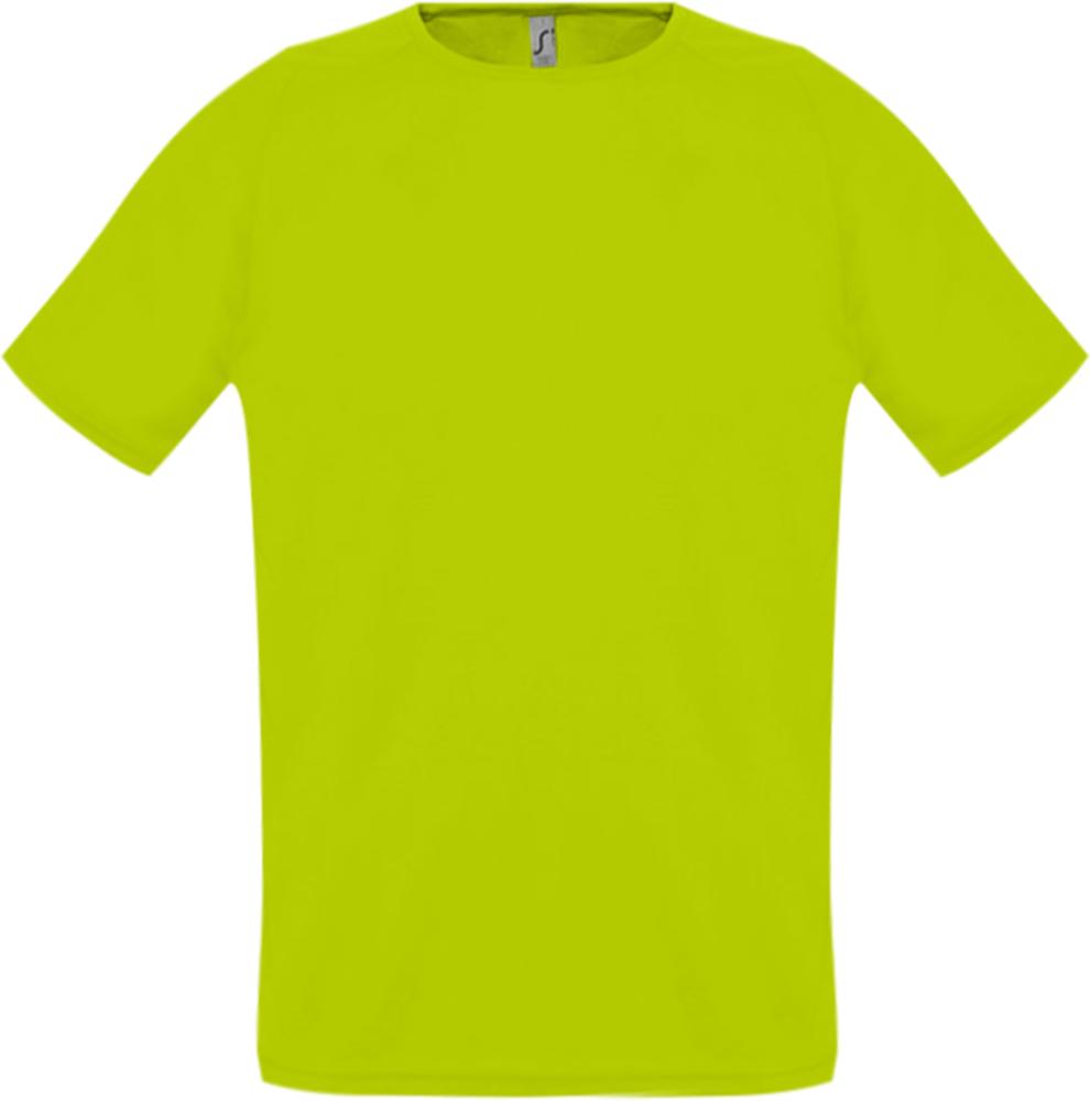 Футболка унисекс Sporty 140, зеленый неон с логотипом