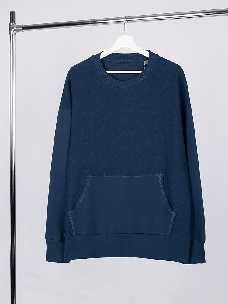 Свитшот оверсайз унисекс Vozduh, темно-синий с логотипом