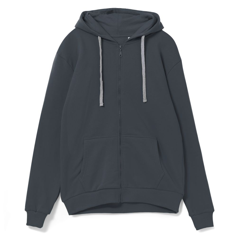 Толстовка на молнии с капюшоном Siverga, темно-серая (графит) с логотипом