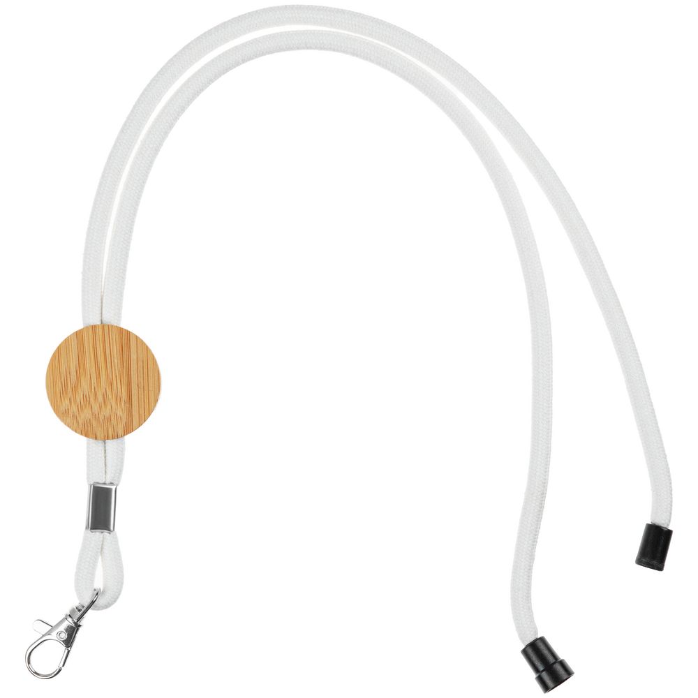 Шнурок для бейджа Tube Wood, белый с логотипом