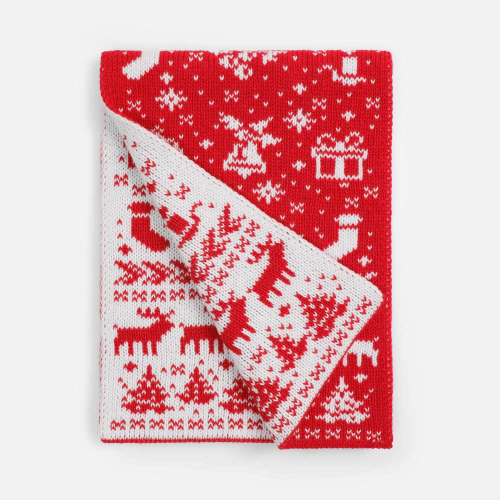 Шарф Holidale, красный с молочным с логотипом