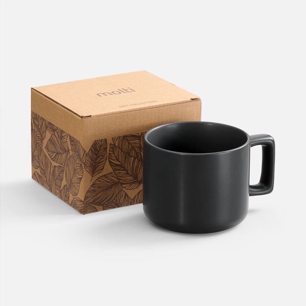 Чашка Jumbo в коробке матовая, черная с логотипом