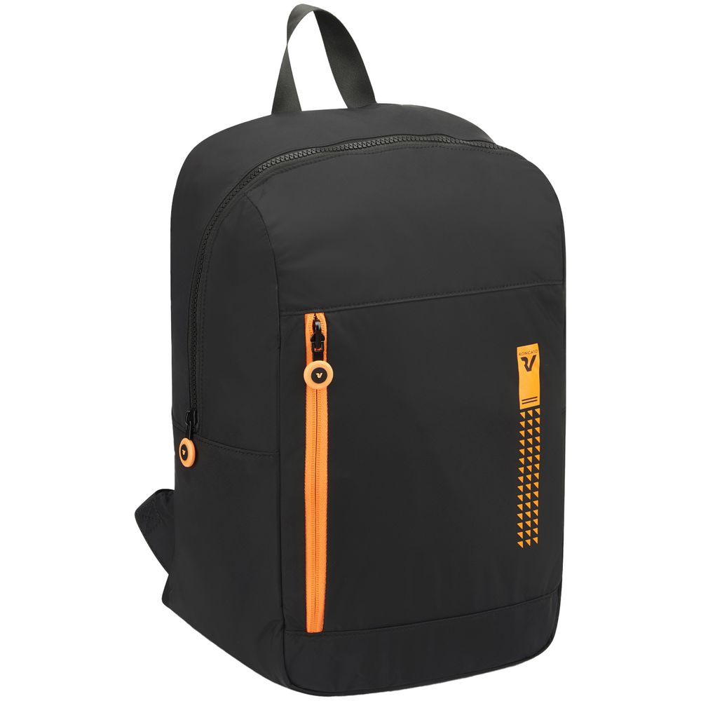 Складной рюкзак Compact Neon, черный с оранжевым с логотипом