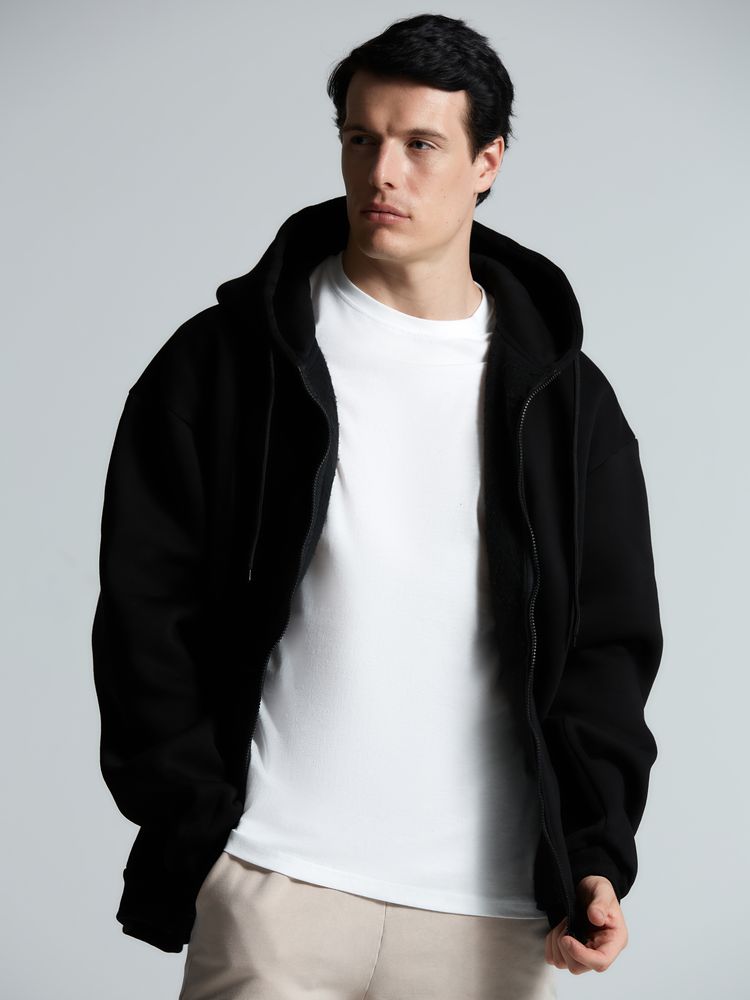 Толстовка унисекс оверсайз Zippy, черная с логотипом