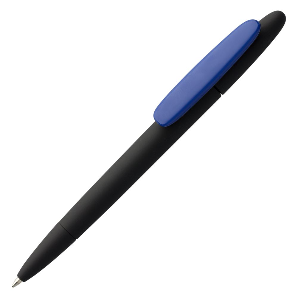 Ручка шариковая Prodir DS5 TRR-P Soft Touch, черная с синим с логотипом