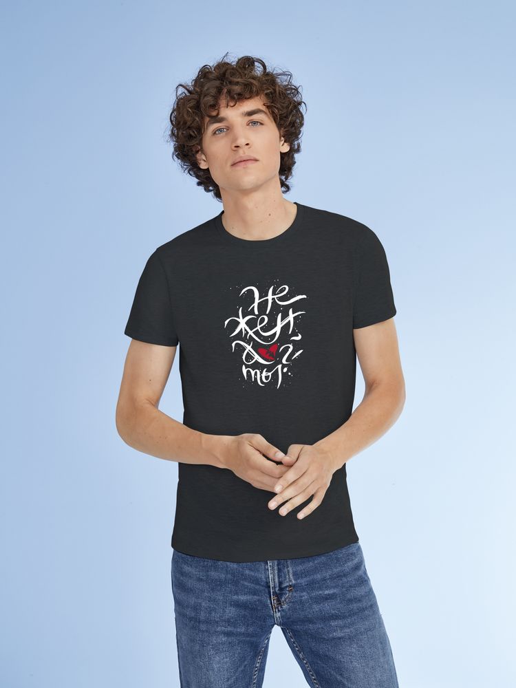 Футболка «Нежен», черный меланж с логотипом