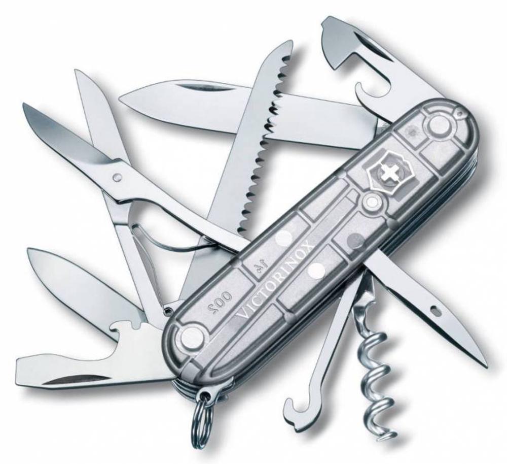 Офицерский нож Huntsman 91, прозрачный серебристый с логотипом