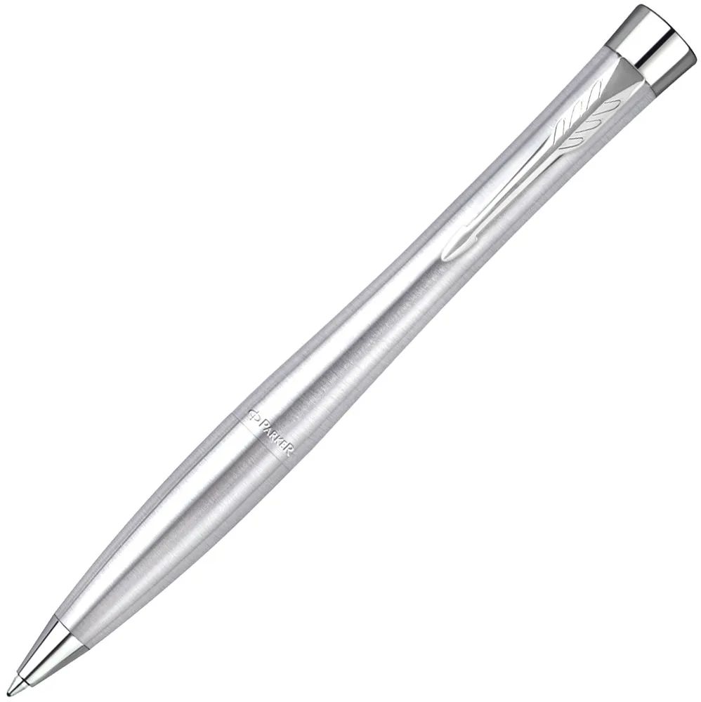 Ручка шариковая Parker Urban Twist Metro Metallic CT, серебристая с логотипом