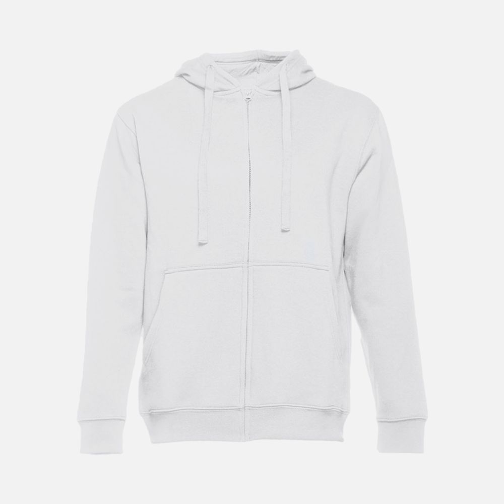 Толстовка мужская на молнии с капюшоном Amsterdam, белая с логотипом