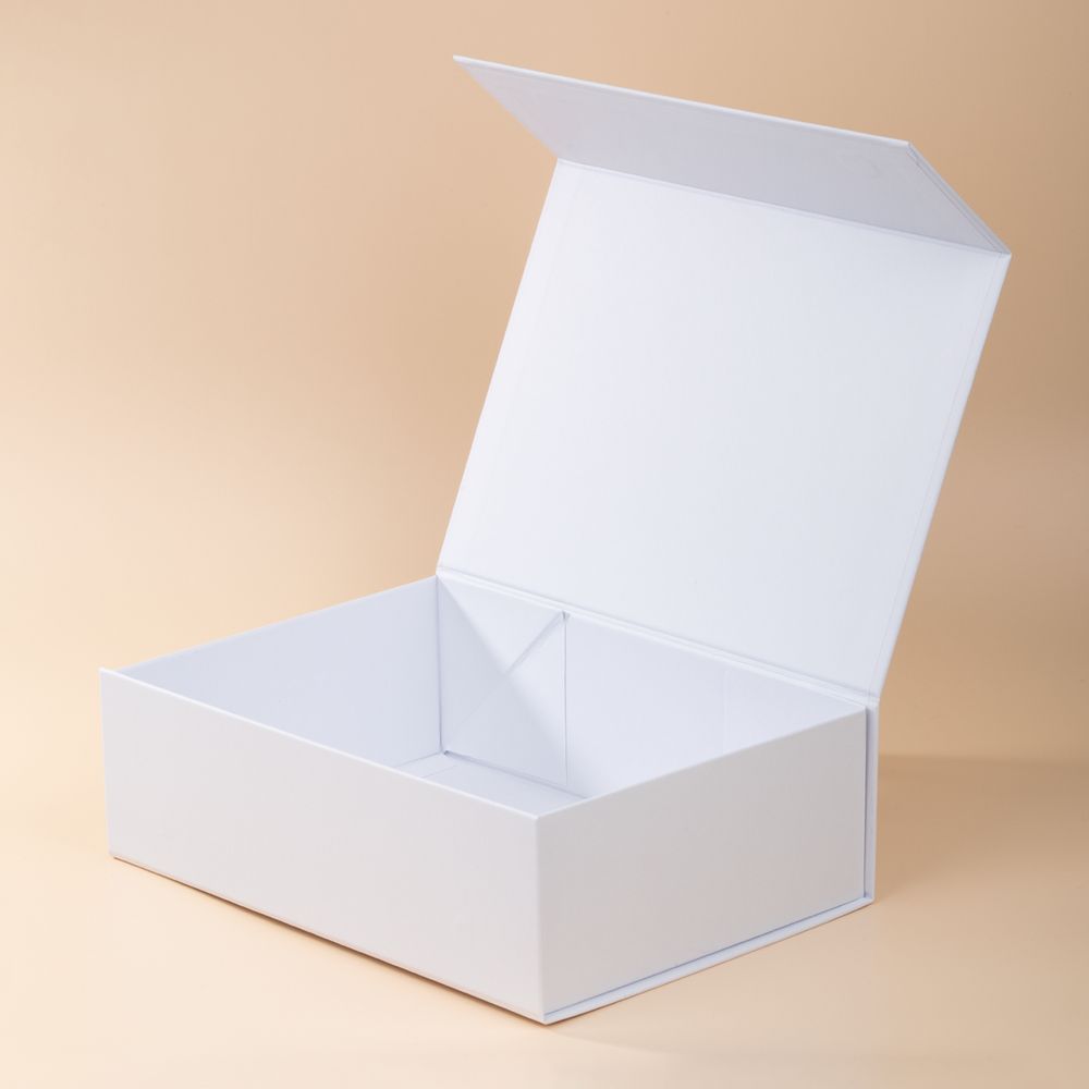 Коробка складная Portada, L, белая с логотипом