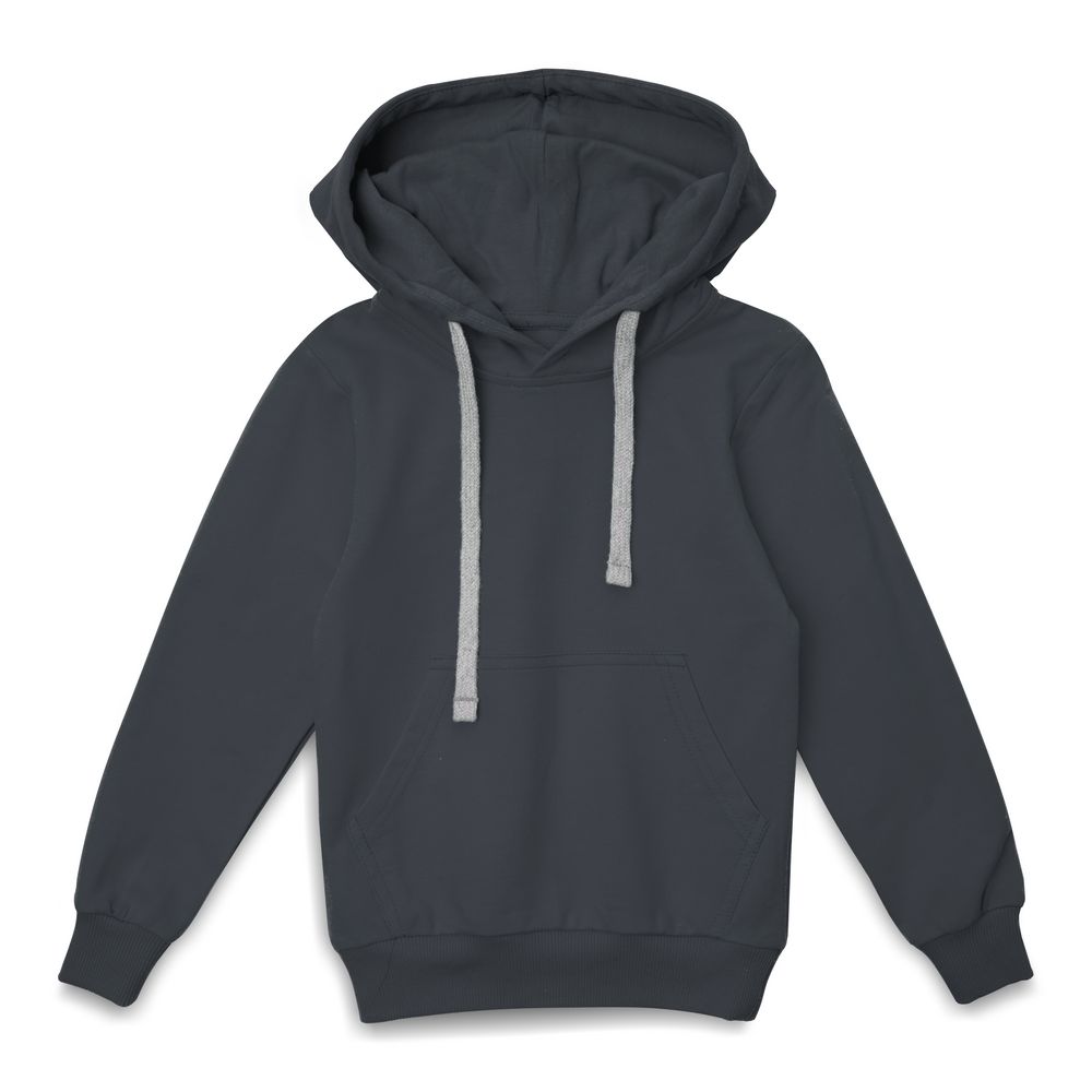 Толстовка с капюшоном детская Kirenga Kids, темно-серая (графит) с логотипом