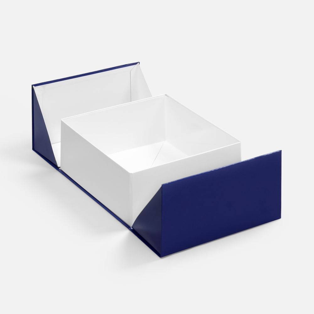 Коробка складная Foldream, S, синяя с логотипом