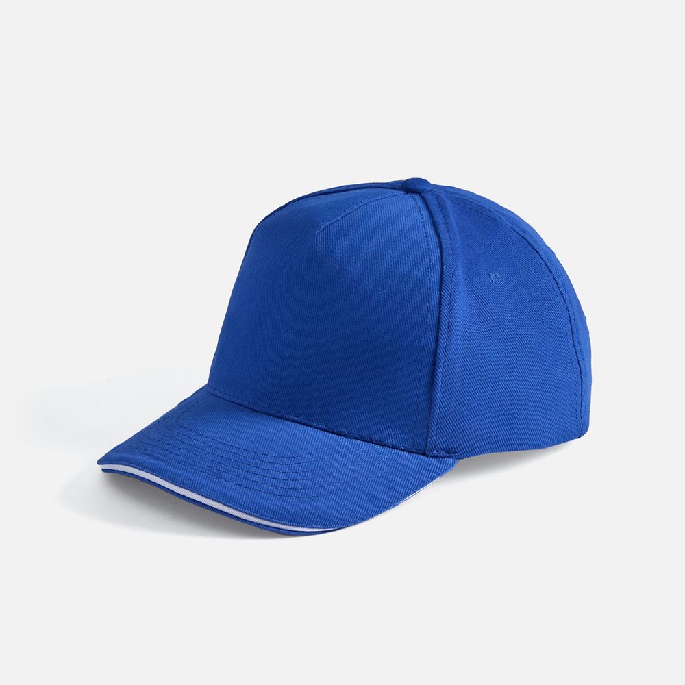 Бейсболка Long Beach, ярко-синяя с белым с логотипом