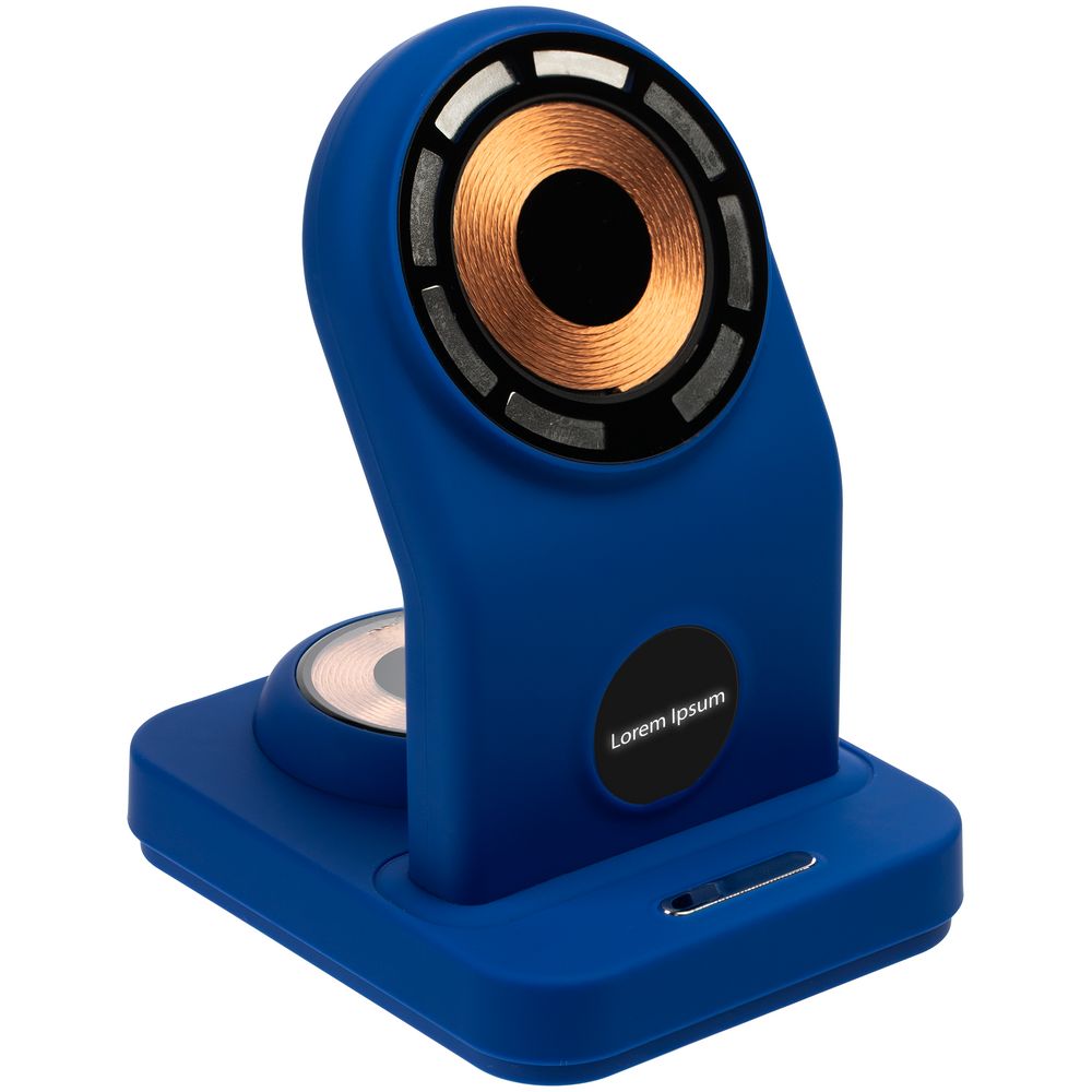 Зарядная станция с подсветкой Cooper Duo, синяя с логотипом