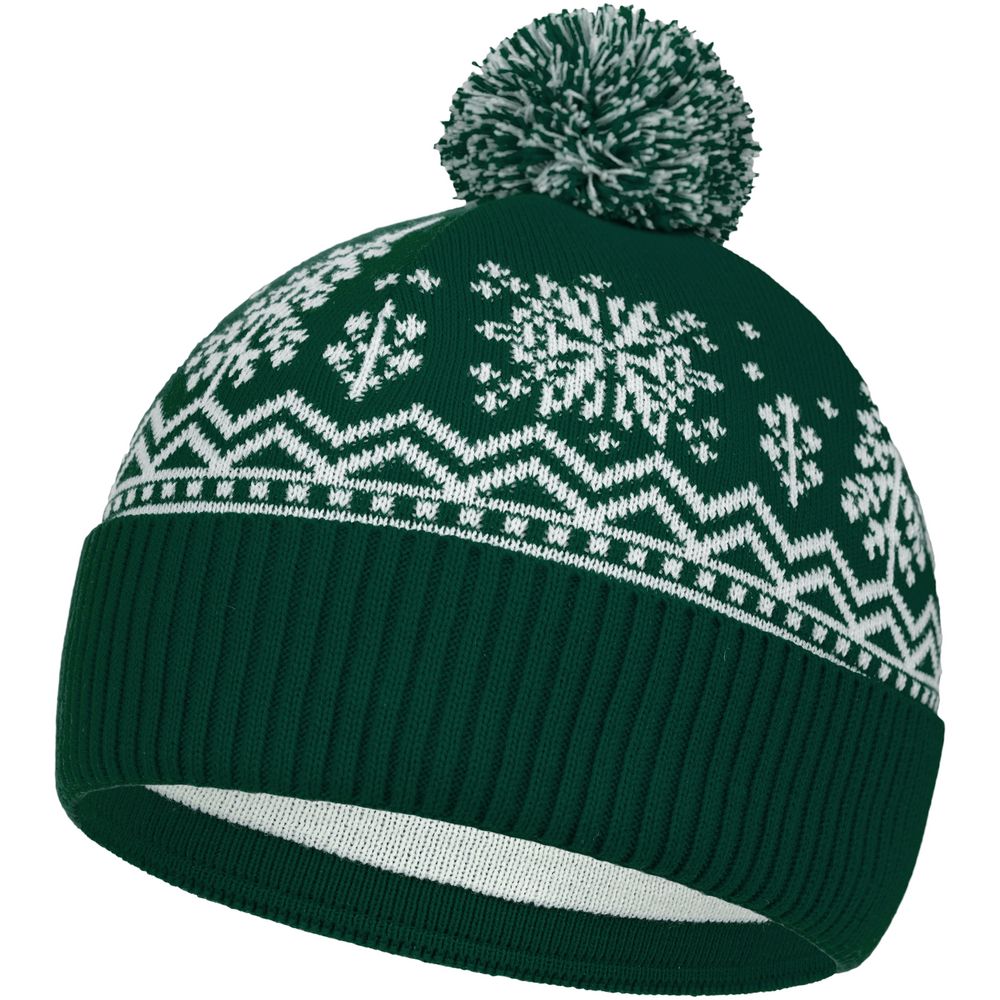 Шапка Elnik, зеленая с молочно-белым с логотипом